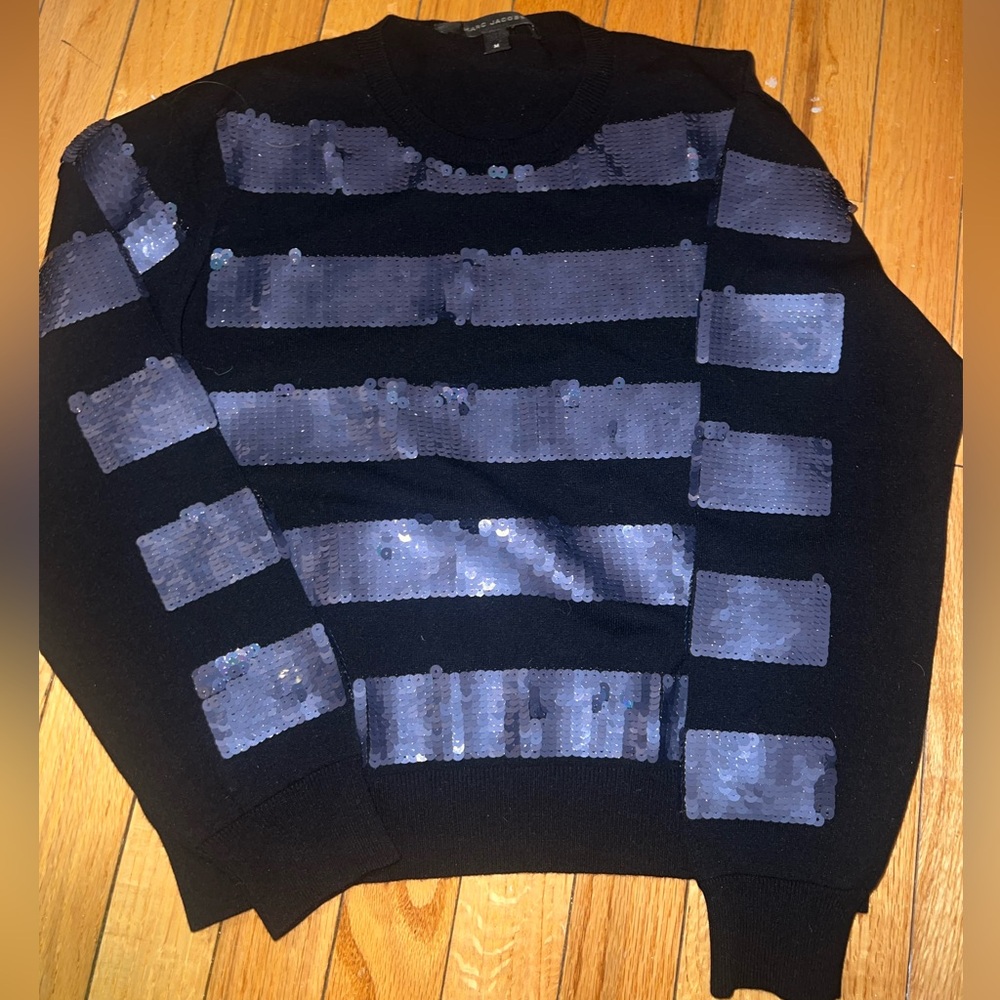 Marc Jacobs Collection Striped Sequin Knit Top
